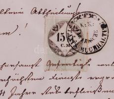 1858 Német nyelvű levél 15Kr CM bélyeggel