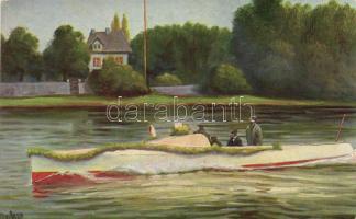 German speedboat 'Blitzmädel' / 'Mercedes', Marine Galerie series s: Chr. Rave