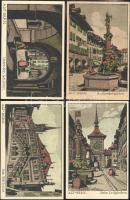 Bern 6 db régi, kiváló állapotú, használatlan, művészi városképes lap, pinx. Ernst / Bern 6 unused, artist postcard in good condition, pinx. Ernst