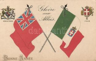 WWI Allied forces flag, coat of arms