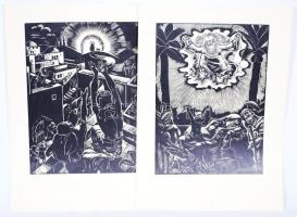 2 db Dallos Hanna fametszet, jelzés a dúcon, kis szakadás az oldalán, 28×20 cm