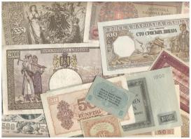 1910-1944. 13db különféle román, szlovák, orosz, német stb bankjegy, közte hajtatlanok is: Német 3. ...