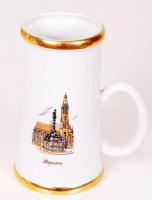 Sopron városképes Hollóházi porcelán söröskorsó, 15cm