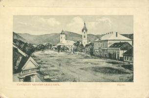 Szinérváralja Markt square, the shop of Jenő Weisz, the ironmongery shop of Lázár Markovits (cut)