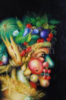 Olvashatatlan jelzéssel: Arcimboldo-reprodukció: A Nyár. Olaj, vászon, hátoldalán jelzett, 50×34 cm