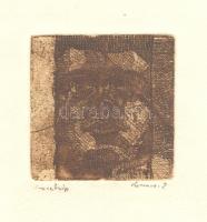 Koronczi Endre (1968-): Önarc kép, rézkar, papír, jelzett, 6×6 cm