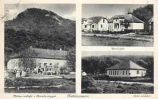 Katalinpuszta Hubay vendéglő a Naszály heggyel, elemi iskola