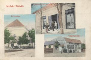 Tét Gestetner Lipót áruháza, Takarékpénztár, evangélikus templom (fa)
