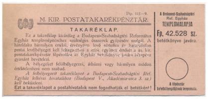 ~1920. Magyar Királyi Postatakarékpénztár takaréklap T:I-