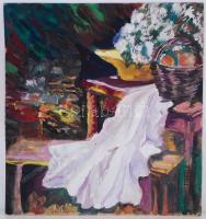 Séday jelzéssel: Csendélet kosárral. Olaj, karton, 33×33 cm