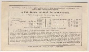 1950. "XVI. Állami Sorsjáték" Fél Állami sorsjegy T:I