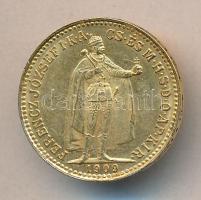 1909KB. 10K Au "Ferenc József" (3.39g/0.900) T:2 Hungary 1909. 10 Kronen Au "Franz Joseph I" Kremnitz (3.39g(0.900) C:XF