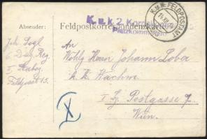 Field postcard "KuK.2.Korpskommando Platzkommando" + "FP 203", Tábori lap "KuK.2.Korpskommando Platzkommando" + "FP 203"