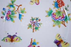 Kézzel festett Victoria mintás, jelzett Herendi porcelán lapos tányér, hibátlan / 
Handpainted numbe...