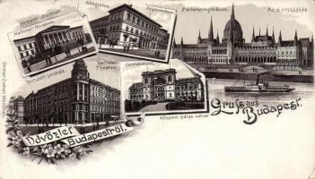 Budapest a Műegyetem, Nemzeti Színház litho (kis szakadás / small tear)