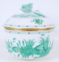 5 személyes kézzel festett és aranyozott, sorszámozott, Fleurs de Indes vertes-mintás, jelzett Heren...