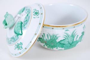 5 személyes kézzel festett és aranyozott, sorszámozott, Fleurs de Indes vertes-mintás, jelzett Heren...