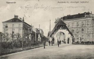 Temesvár Andrássy street, the entrance of the city park