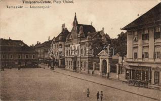 Temesvár Losonczy square, the shops of Kerschek and Kubitsek, and brothers Deutsch (EK)