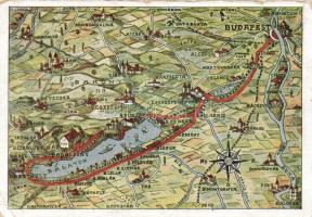 Balaton Lake map (small tear)