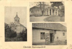 Szarvasgede Kakas vendéglő, templom (b)