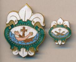 A Temesvári Pelbárt Ferences Gimnázium és Kollégium zománcozott jelvénye és sapkadísze, T:2