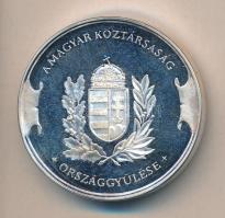 Bozó Gyula (1913-2004) DN. "Magyar Köztársaság Országgyűlése" ezüstözött fém emlékérem (42,5mm) dísztokban T:PP