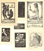 7db ex libris, közte Várkonyi Károly, Gergely Sándor, Divéky József által jelzett