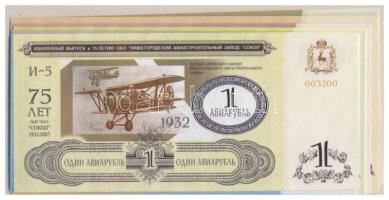 Oroszország 2007. 18db különféle emlékpénz a repülés 75. évfordulójára 1 Rubel - 1.000.000 Rubel T:I Russia 2007. 18 different commemorative special banknotes from 1 Ruble - 1.000.000 Rubles "75th Anniversary of Flying" C:unc