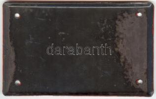 "Tűzoltó készülék" feliratú régi zománcozott fém tábla, 10x16cm