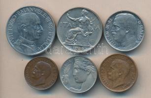 Olaszország 1920-24. 6db klf fémpénz T:2,2- Italy 1920-24. 6 different coins C:XF,VF