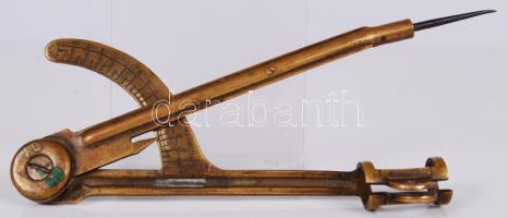 cca 1900 Réz körző, ceruzával használható /  A pair of brass calipers used with pencil, 11,5cm