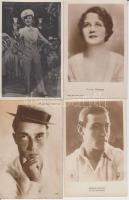 5 db régi, használatlan színész lap (ameikai: Rudolph Valentino, Norma Shearer, Buster Keaton, német: Brigitte Helm, magyar Rökk Marika) / 5 unused actor postcards (American: Rudolph Valentino, Norma Shearer, Buster Keaton, German: Brigitte Helm, Hungarian: Marika Rökk)