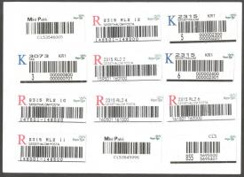 12 db papírlapra ragasztott öntapadós ragjegy lezárói