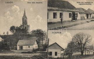 Karancslapujtő Kohn vendéglője és vegyeskereskedése, körjegyzőség, római katolikus templom (EK)