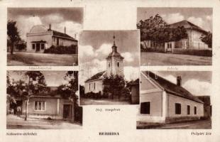 Berhida Árpád mozi, Sákovics üzletház, Polgári kör, iskola, református templom