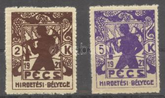 1921 2kr, 5kr Bányász hirdetési levélzárók