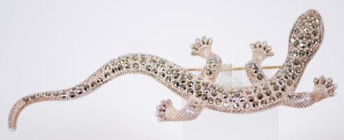 Szalamandra formájú ezüst (Ag) bross /  Silver salamander brooch, 10cm, 17,38gr
