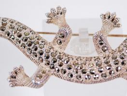 Szalamandra formájú ezüst (Ag) bross / 
Silver salamander brooch, 10cm, 17,38gr