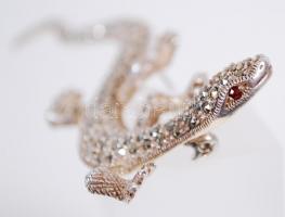 Szalamandra formájú ezüst (Ag) bross / 
Silver salamander brooch, 10cm, 17,38gr