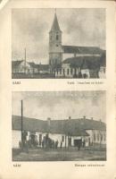 Dabas-Sári Hangya szövetkezet, katolikus templom és iskola (fa)