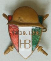 1939.I.28. "HB" zománcozott katonai jelvény T:1-