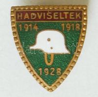 1928. "1914-1918 Hadviseltek" zománcozott katonai gomblyuk jelvény T:1-