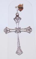 Szecessziós ezüst (Ag) kereszt medál /  Art nouveau silver crucifix, 4cm, 1,6gr
