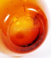 Formába fújt, lébgbuborékos, jelzett üveg vázácska / 
Hand made glass vase with air bubbles, with ma...