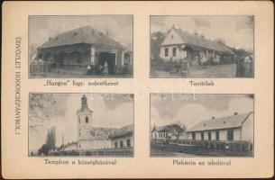 Ózd-Hodoscsépány Hangya szövetkezet, tanítólak, templom, községháza, plébánia, iskola (EK)