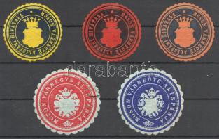 5 db Moson Vármegye pecsétbélyeg