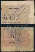 1848. 6Kr. C.M. pecsételt okmánybélyeg 1Ft + 2Ft Kossuth bankó kivágáson T:III