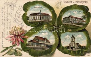 Zsombolya railway station and restaurant Emb. litho