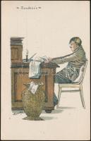 Studentika, Rendezés, selmeci diákélet, artist signed, litho (ázott / wet damage)